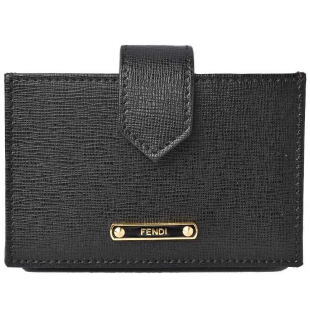 Fendi Card Case Business Holder Leather Black - Picture 1 of 9